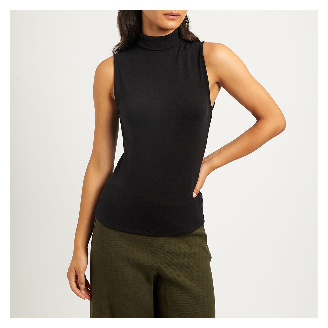 Black Sleeveless Wool Blend Top main product photo