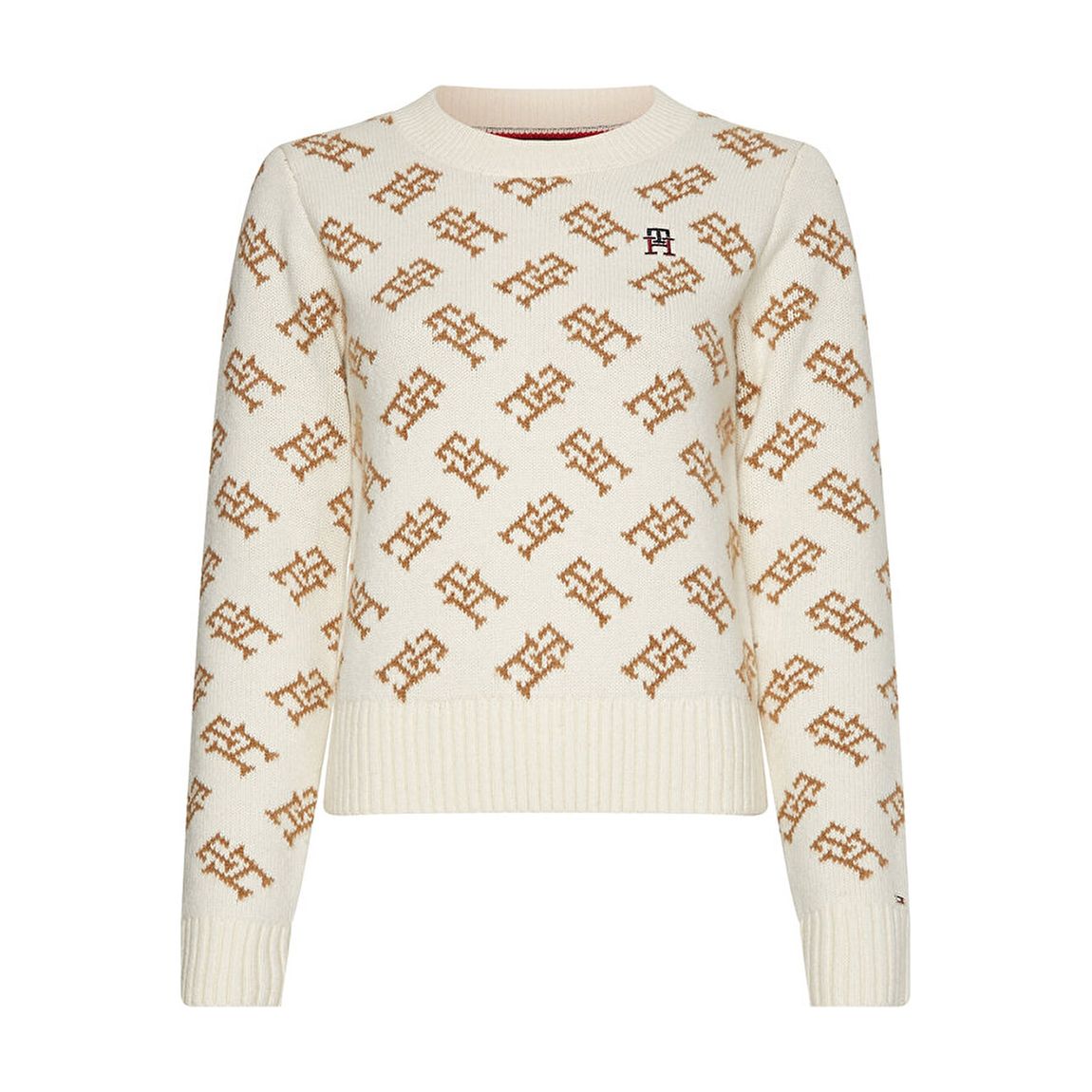 Cream Monogram Print Wool Blend Jumper main product photo