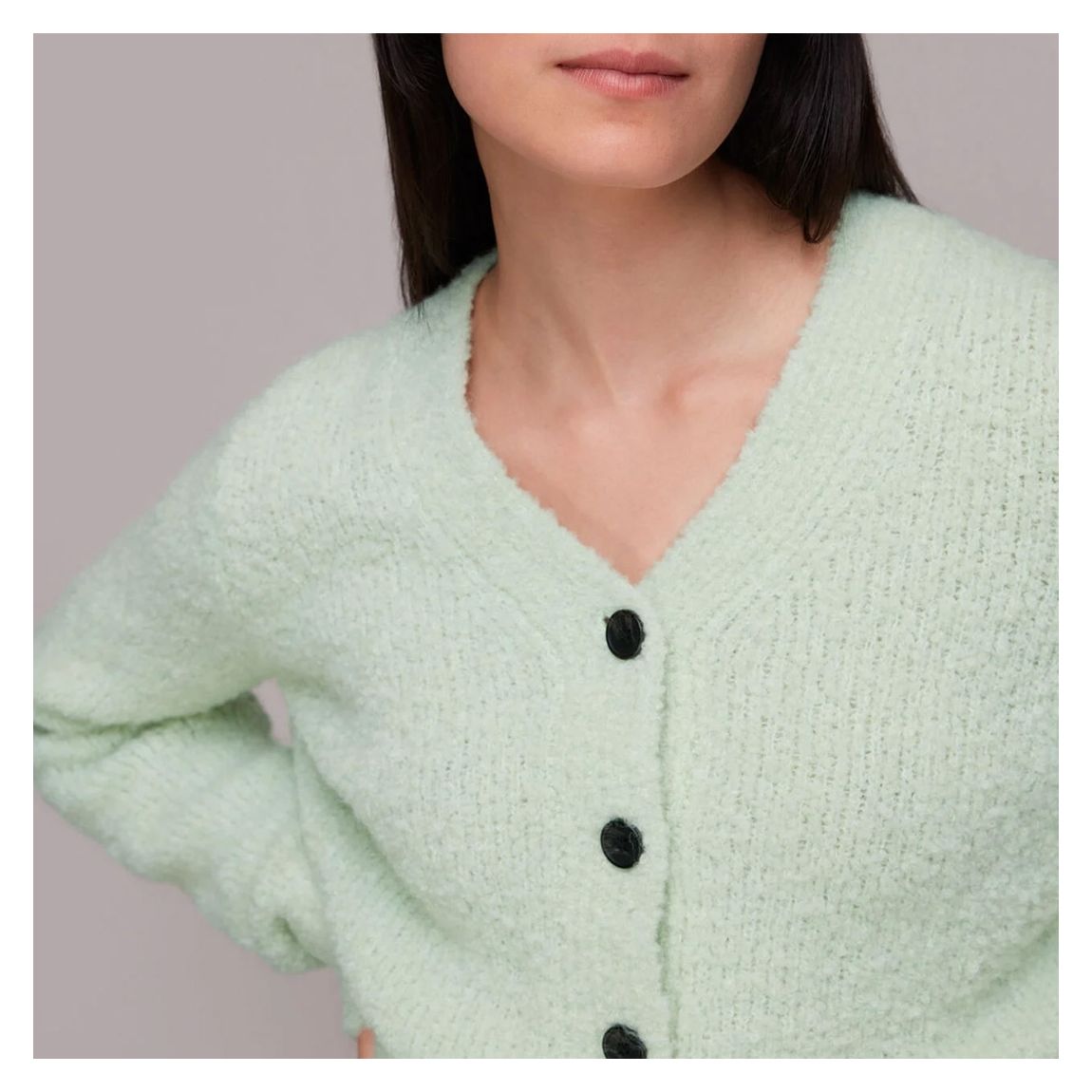 Mint Cropped Boucle Cardigan main product photo