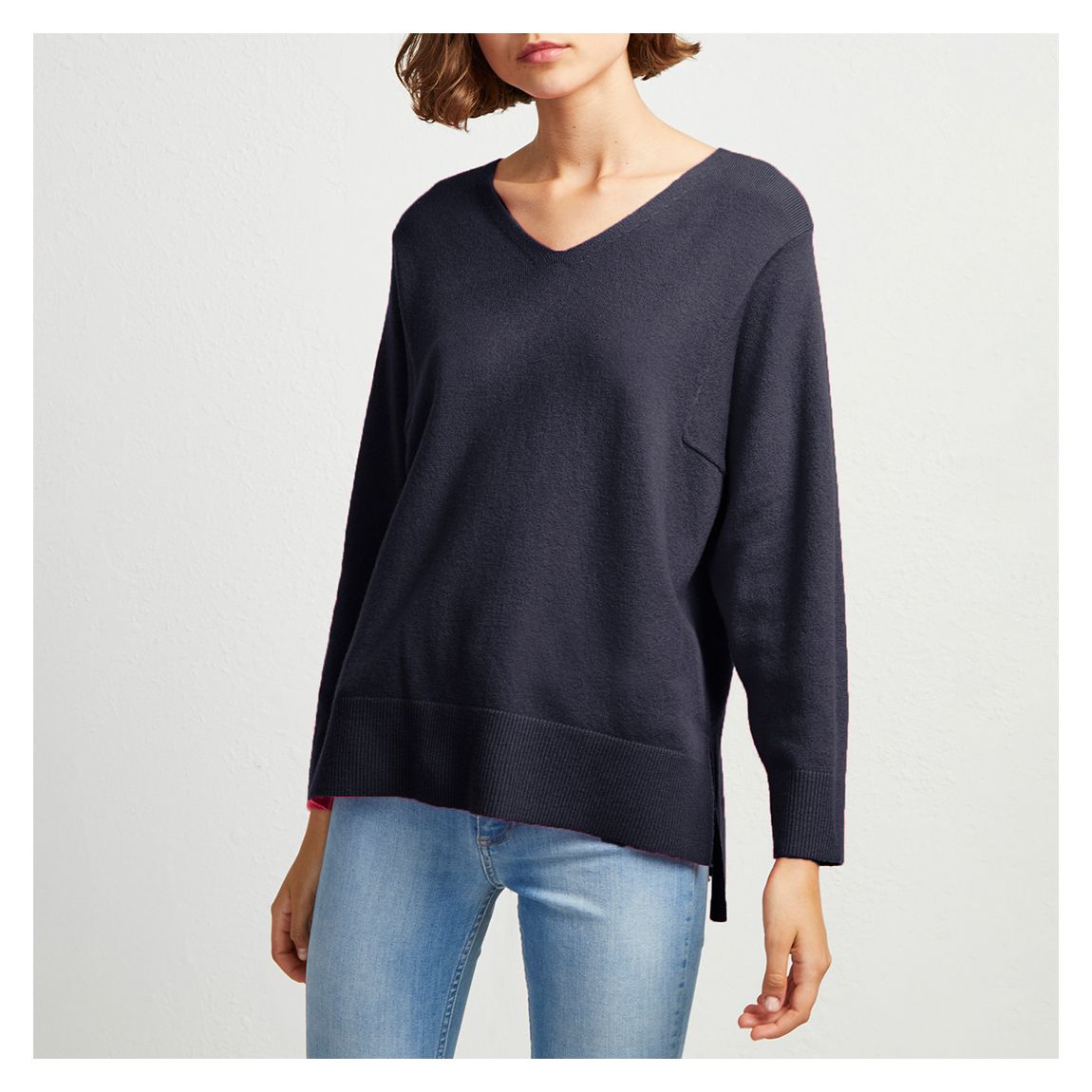 Navy Vhari V Neck Jumper main product photo