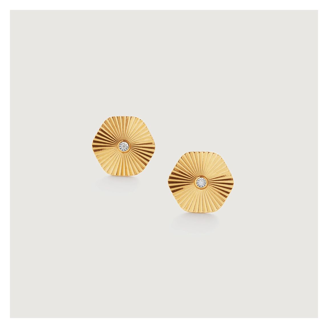 Gold Vermeil Disco Diamond Stud Earrings - Diamond main product photo