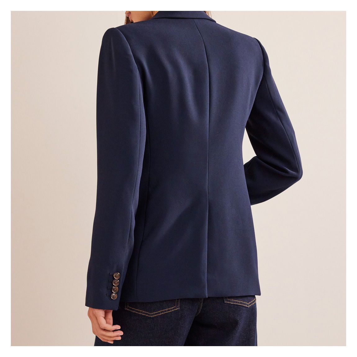 Navy Double Breasted Crepe Blazer main product photo