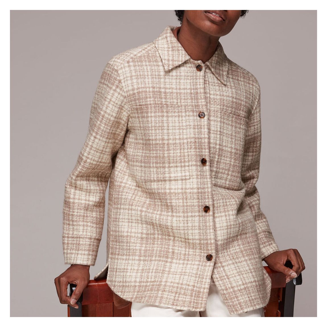 Grey/Multi Checked Wool Overshirt main product photo