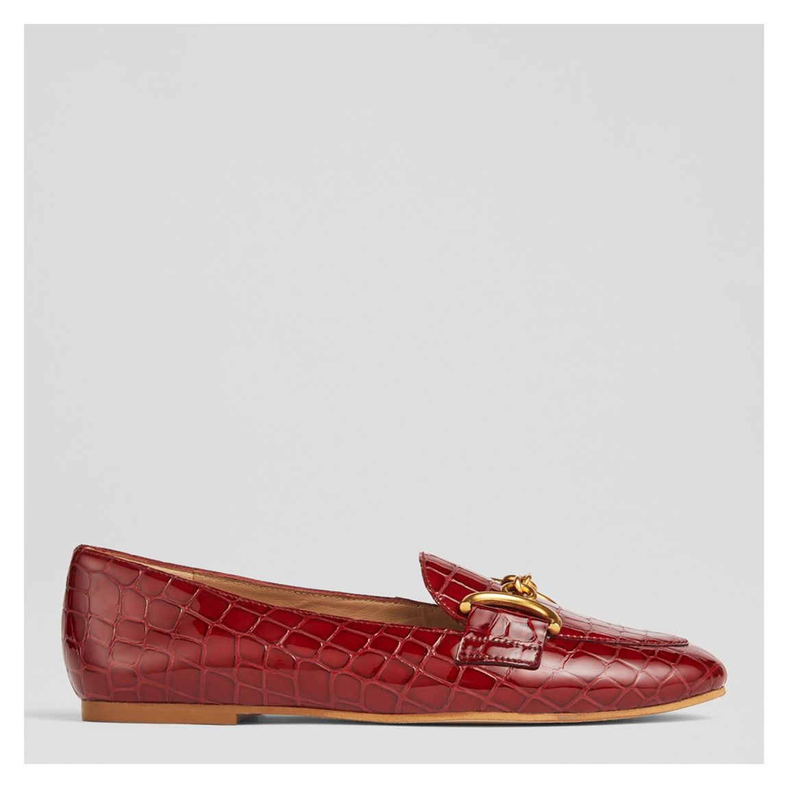 Red Daphne CrocEffect Patent Leather Loafers main product photo