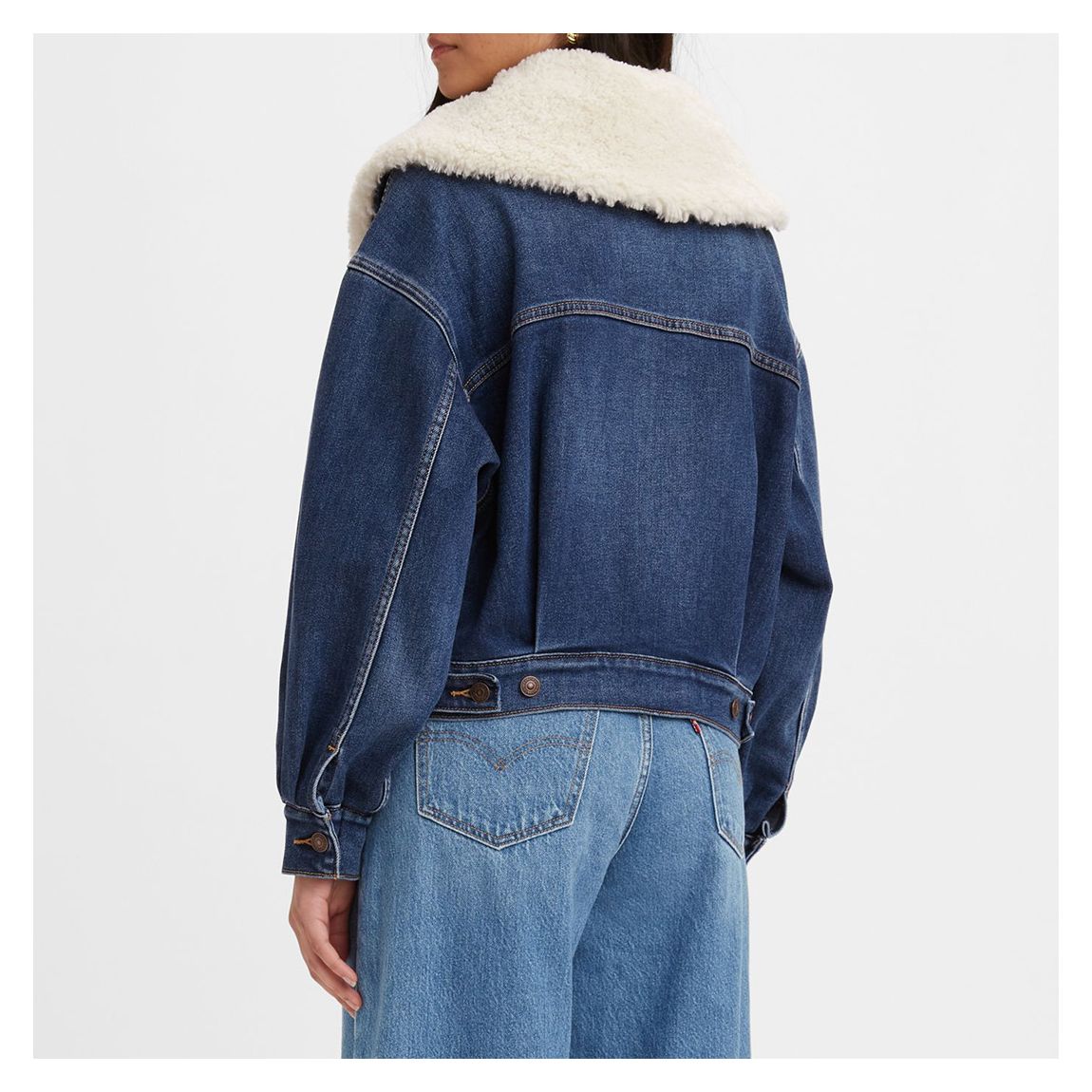 Blue Borg Collar Denim Trucker Jacket main product photo