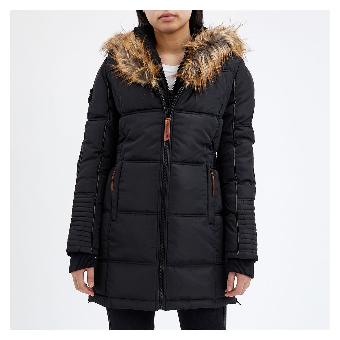 Black Long Insulated Parka Jacket main product photo