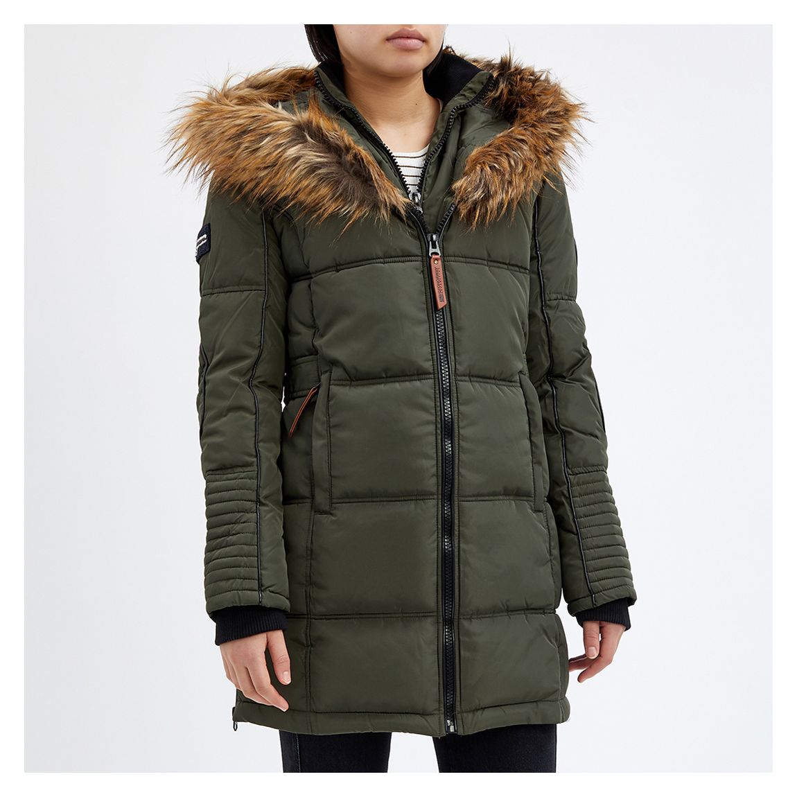 Khaki Long Insulated Parka Jacket main product photo