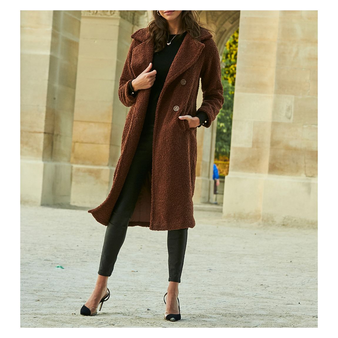 Brown Super Cosy Longline Borg Coat main product photo