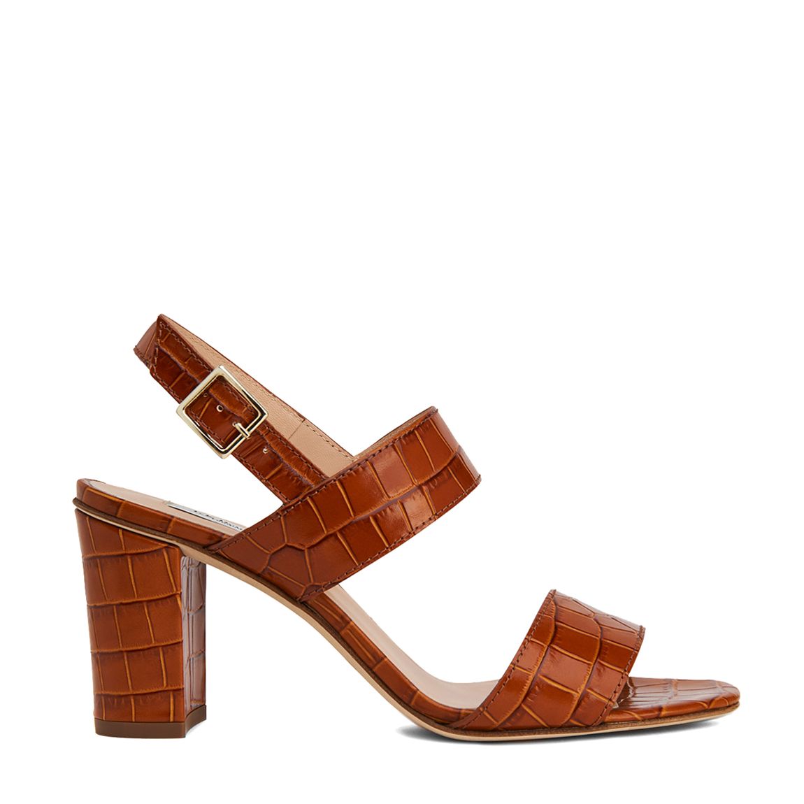 Tan Croc-Effect Leather Rhiannon Sandals main product photo