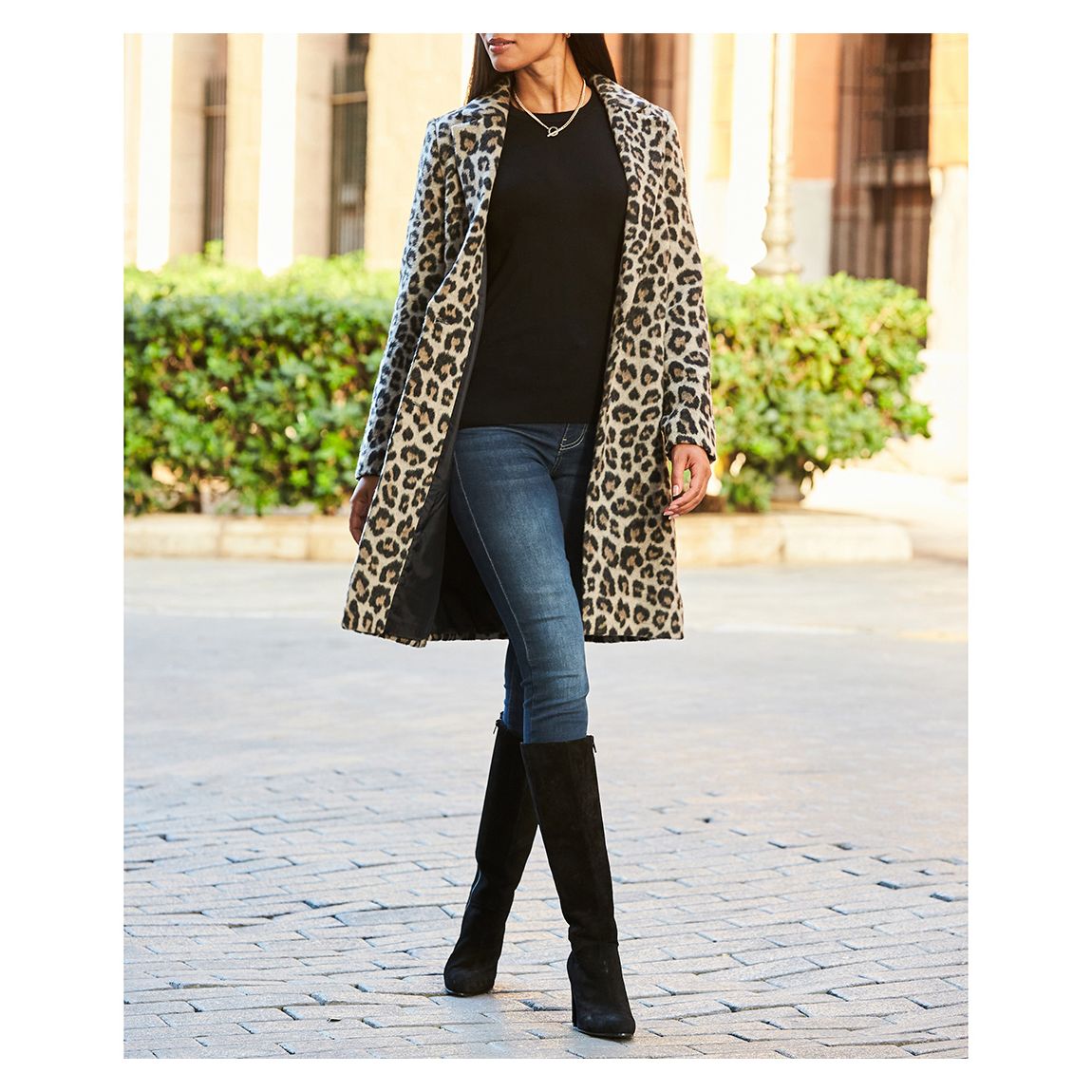 Leopard Print Wool Blend Coat main product photo