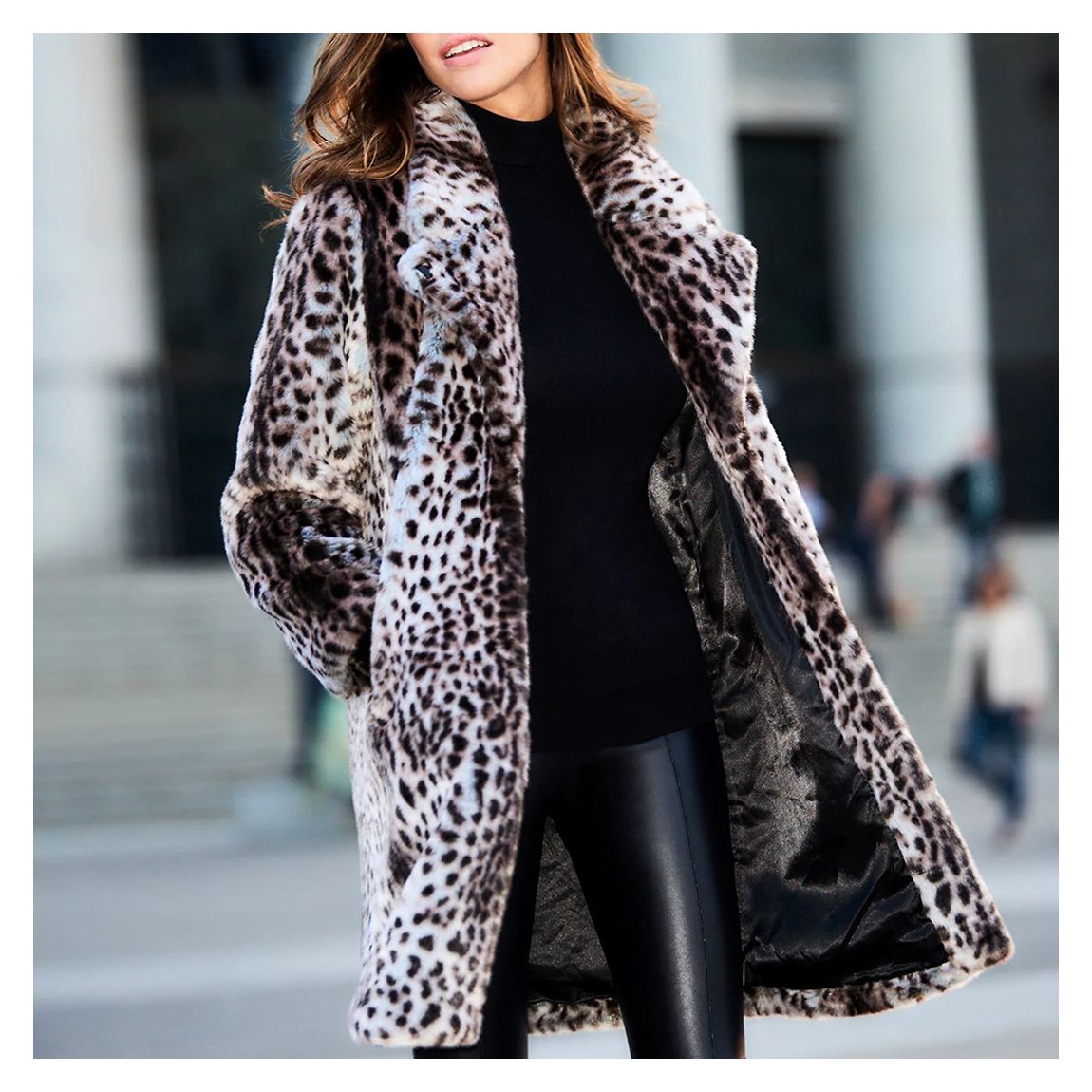 Cheetah Print Faux Fur Coat main product photo