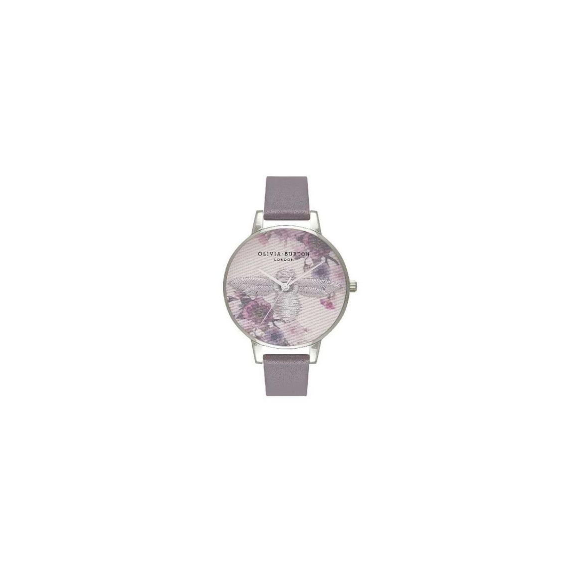Floral Bee Watch Purple Leather Strap Wo - Gray Watches main product photo