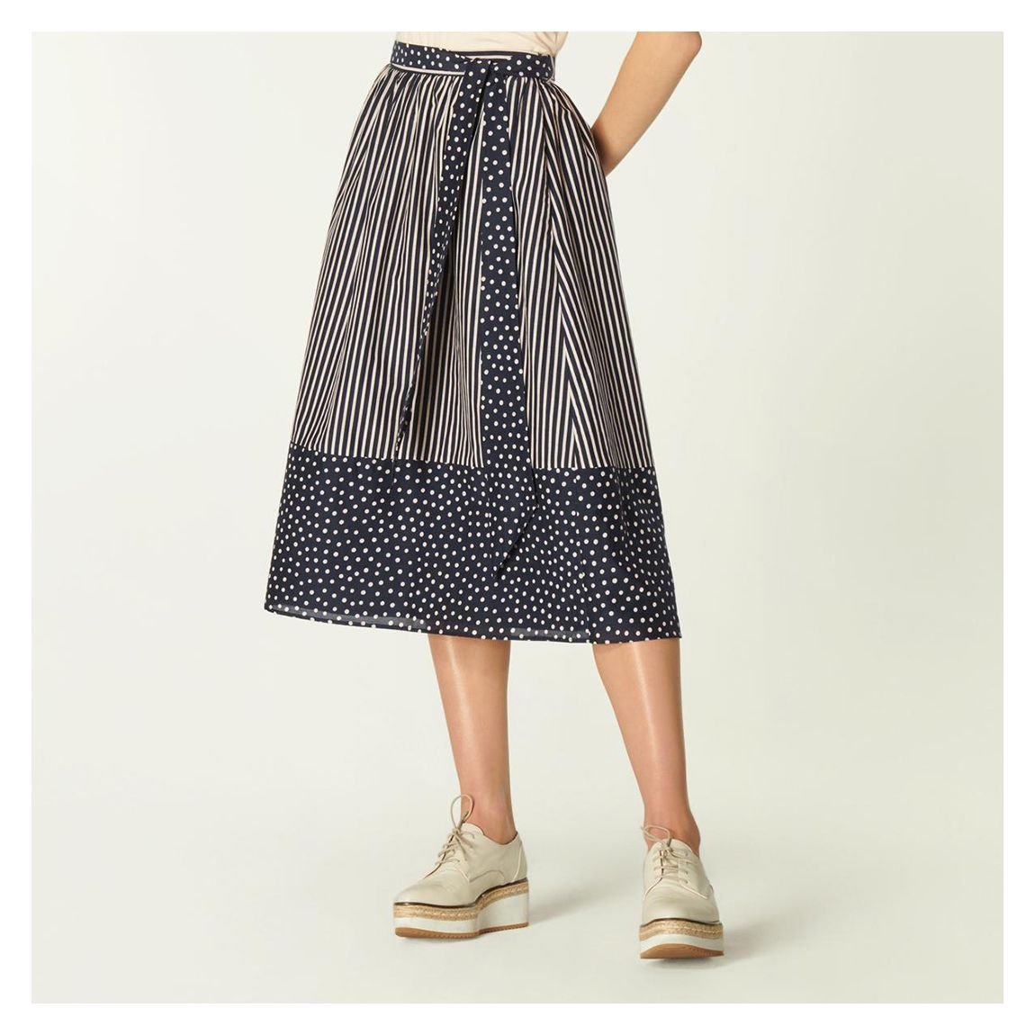 Navy Smith Cotton Silk Blend Skirt main product photo