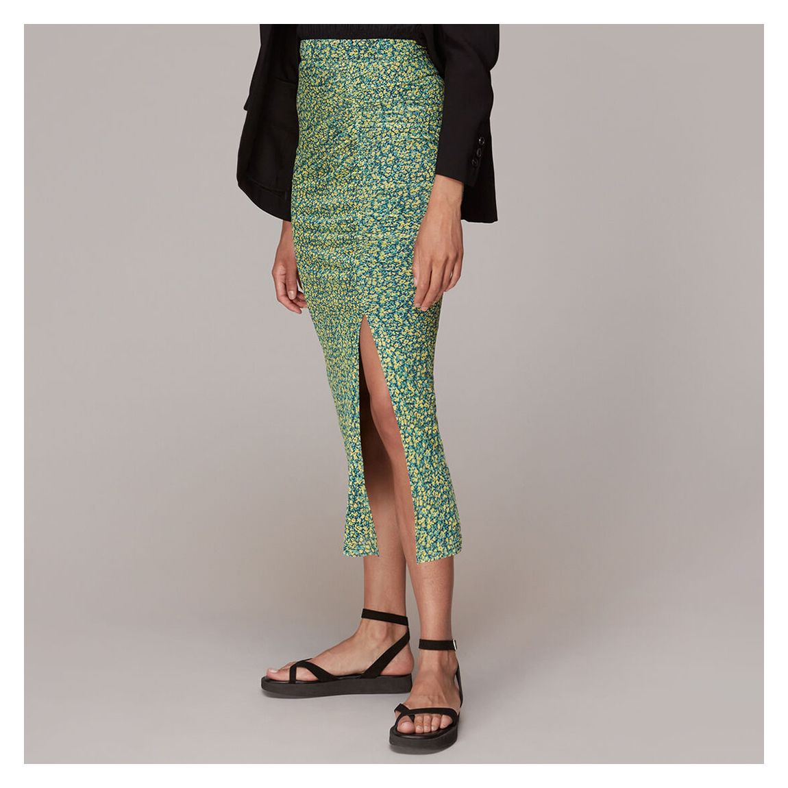 Green Floral Print Midi Skirt main product photo