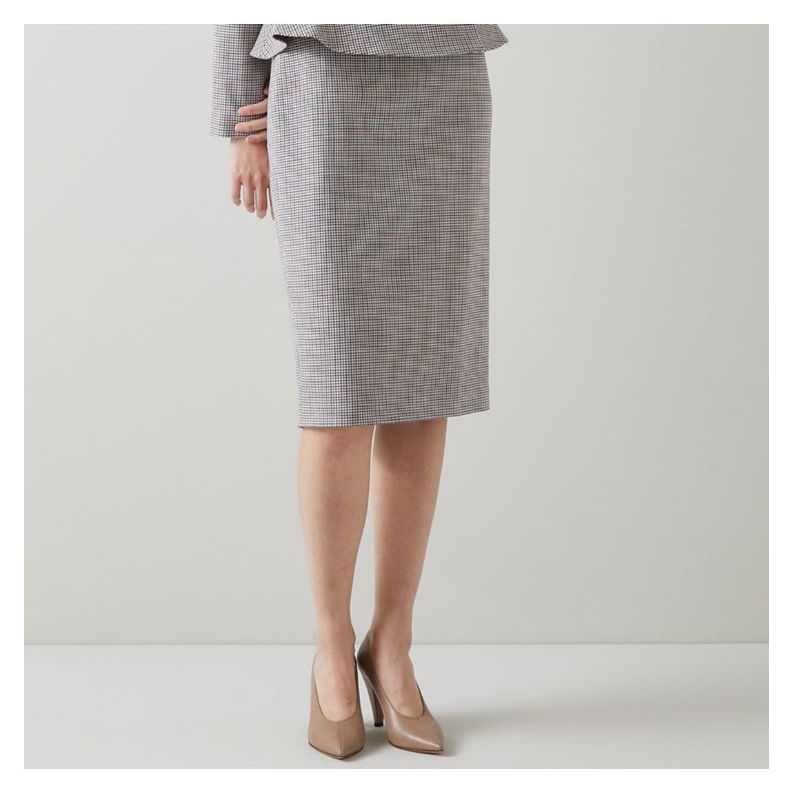 Grey Check Maren Tailored Midi Skirt main product photo