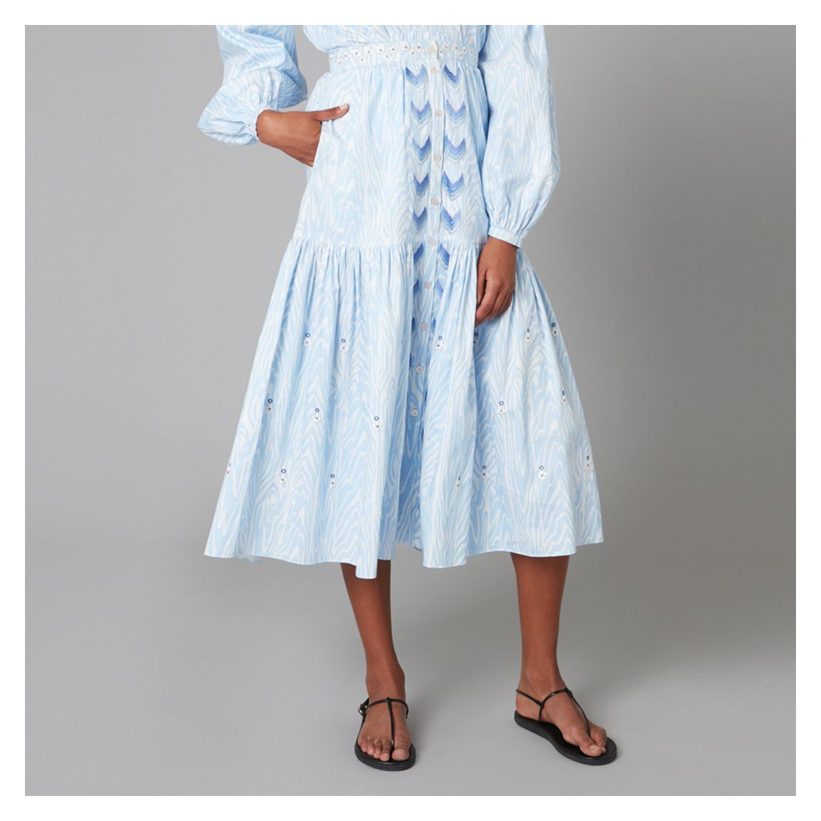 Blue Valerie Print Cotton Skirt main product photo