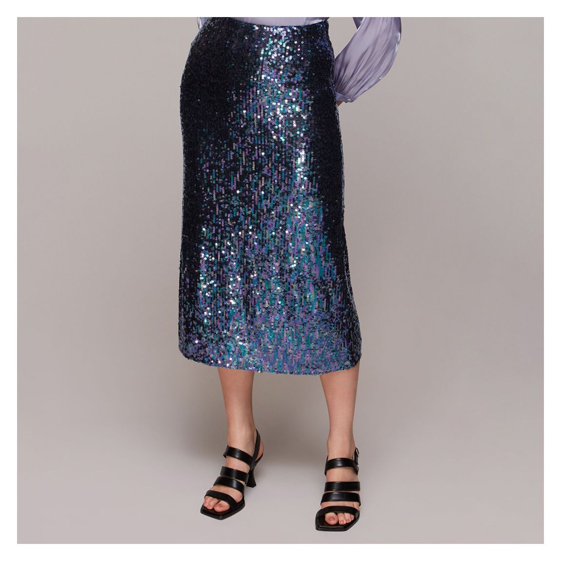 Blue Sally Sequin Straight Skirt main product photo