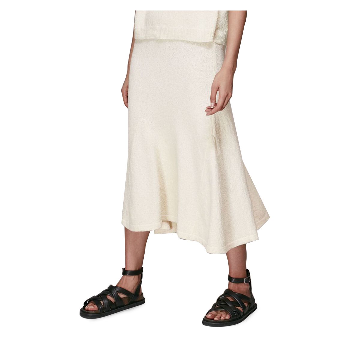 Ivory Cotton Blend Midi Skirt main product photo