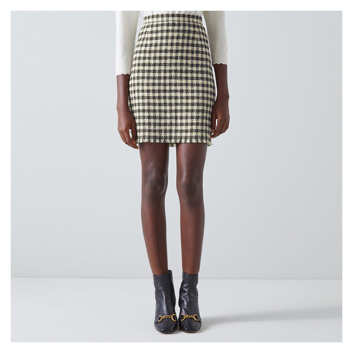 Black/Cream Keeler Cotton Blend Mini Skirt main product photo