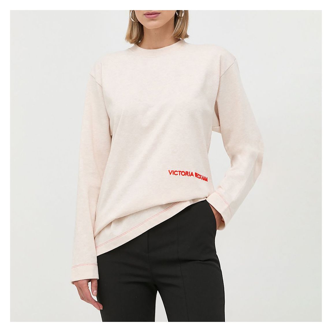 Ecru Long Sleeve Cotton T-Shirt main product photo