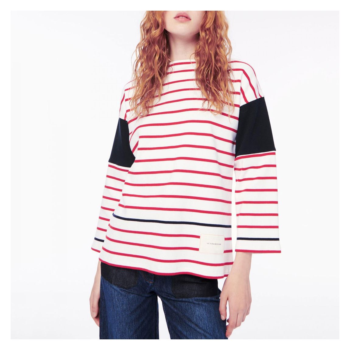 Red Striped Brenton Long Sleeve Cotton T-Shirt main product photo