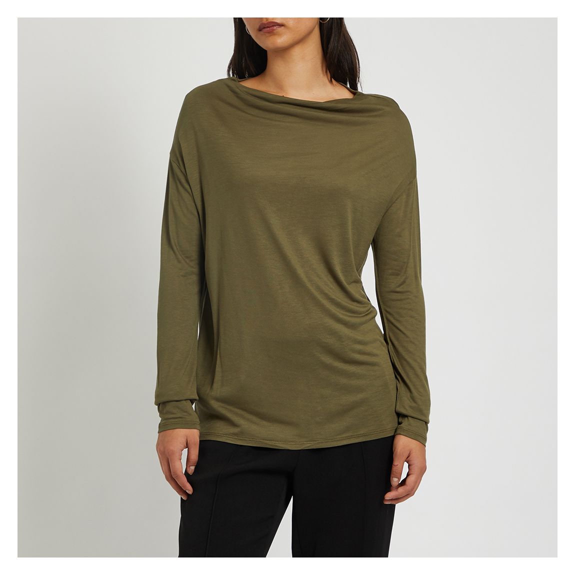 Khaki Drop Shoulder Top main product photo