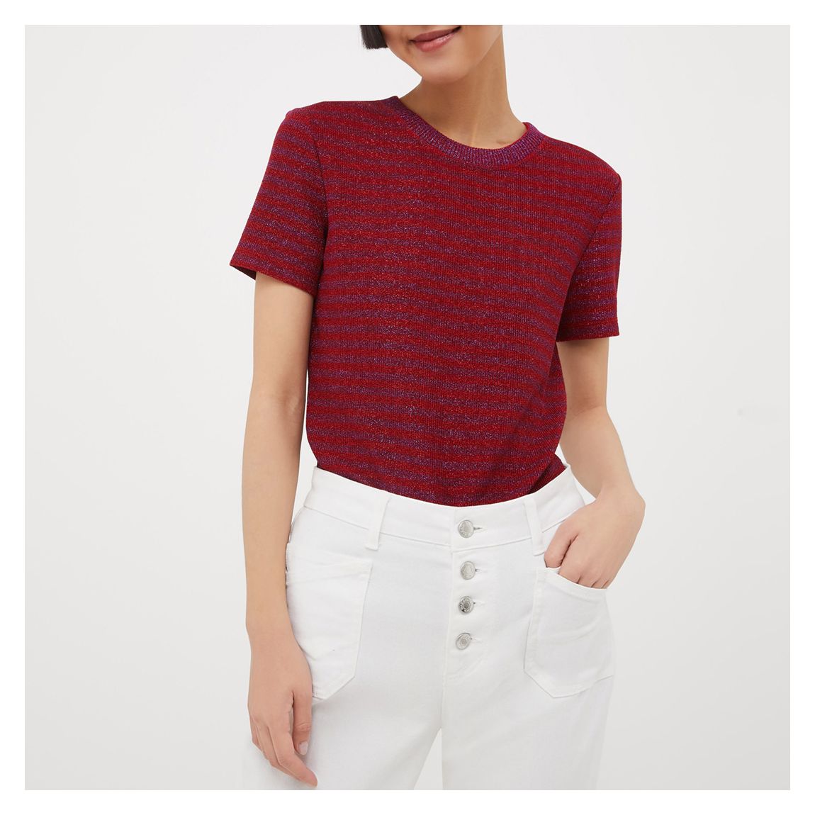 Cherry Red Sparkle Striped Tee main product photo