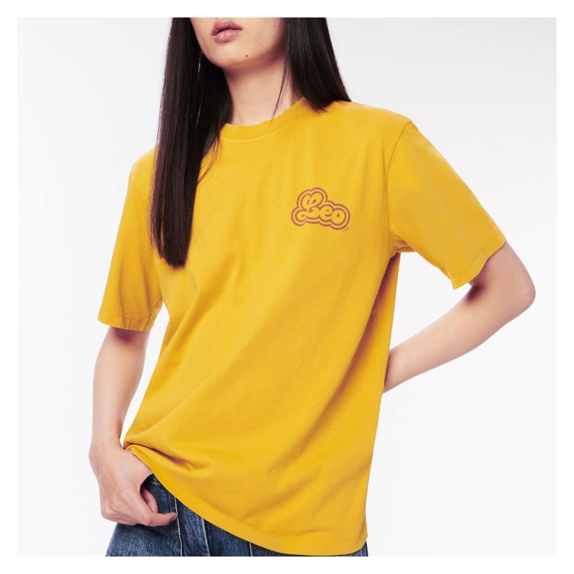 Yellow Leo Graphic Cotton T-Shirt main product photo