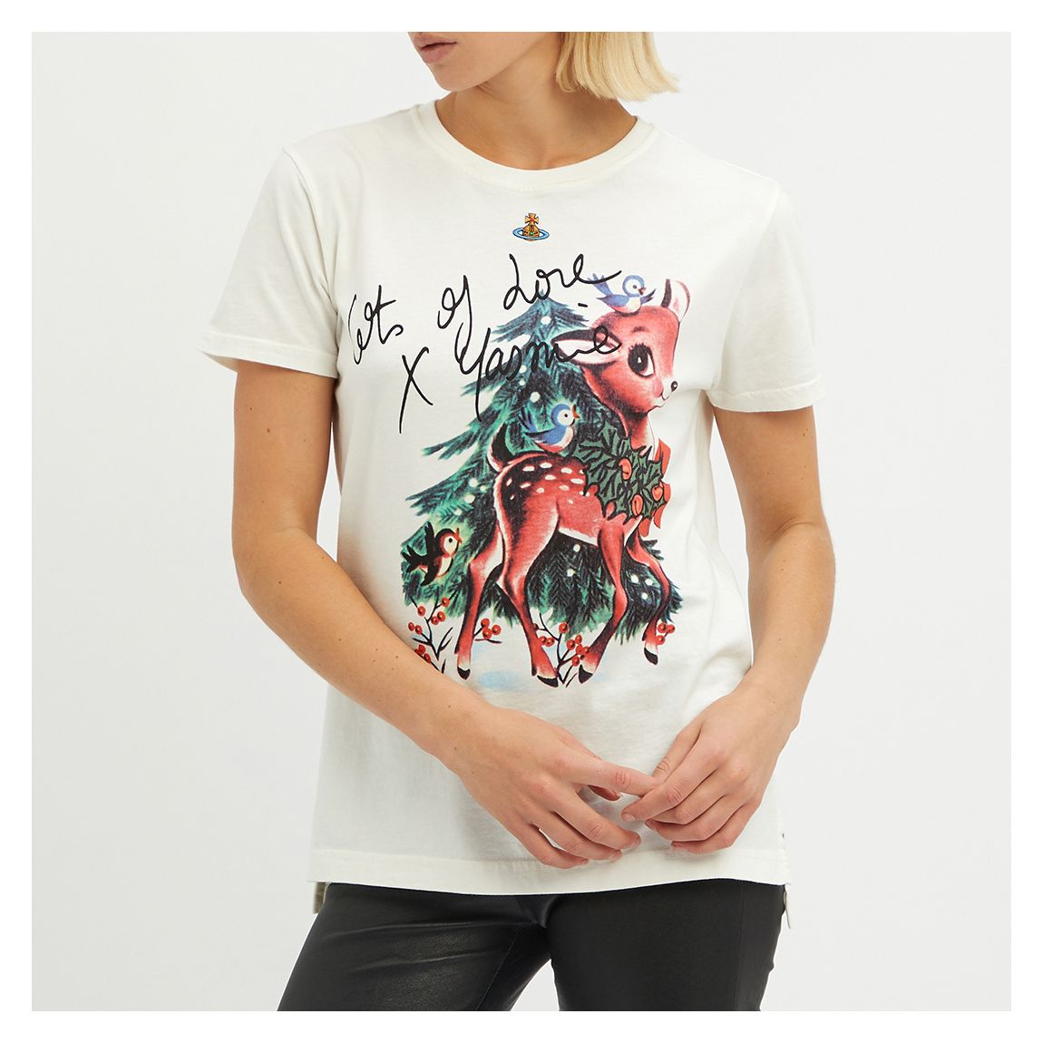 White Bambi Graphic Cotton T-Shirt main product photo