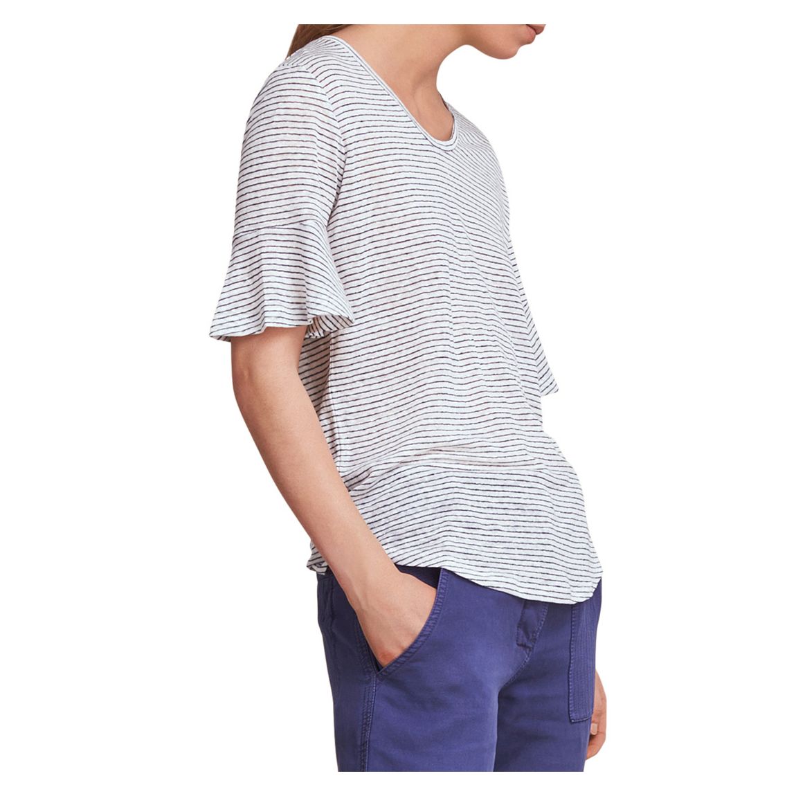 White Striped Linen T-shirt main product photo