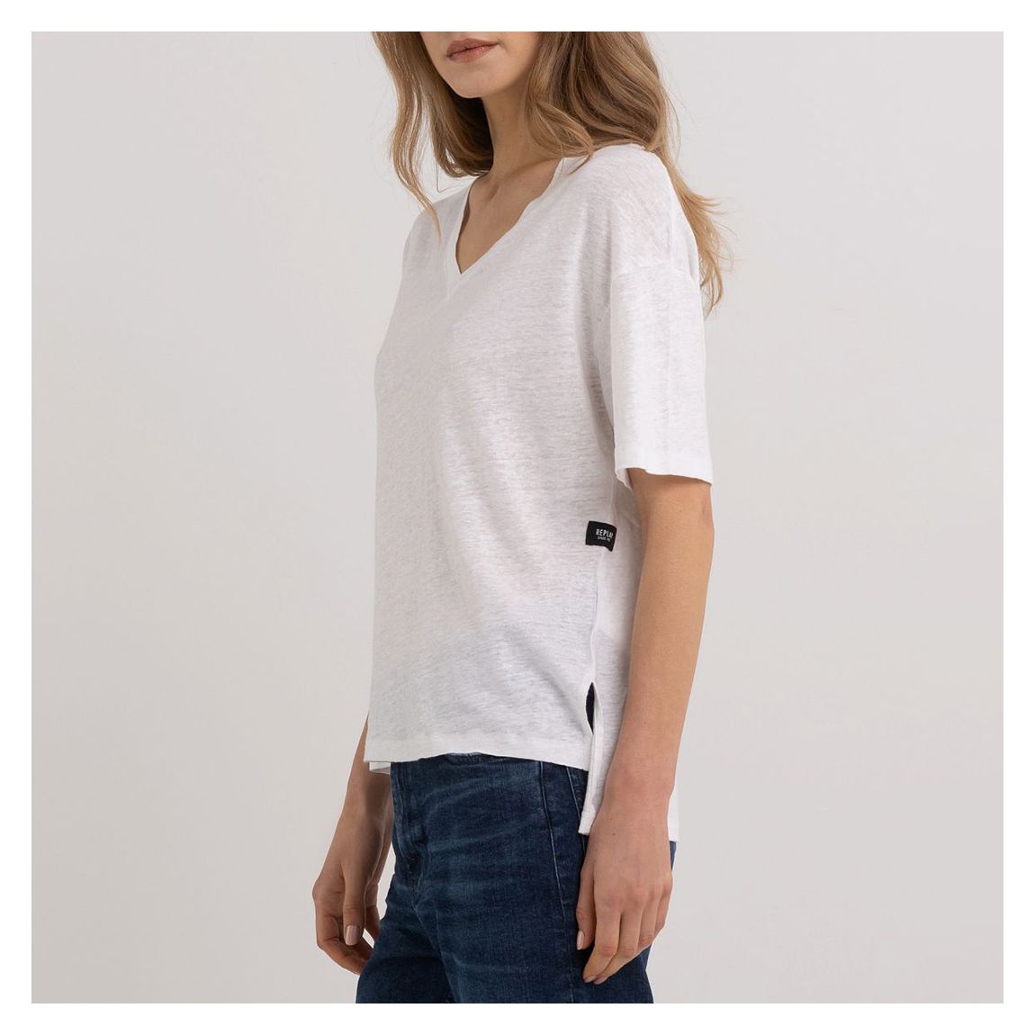 White Stretch Linen T-Shirt main product photo