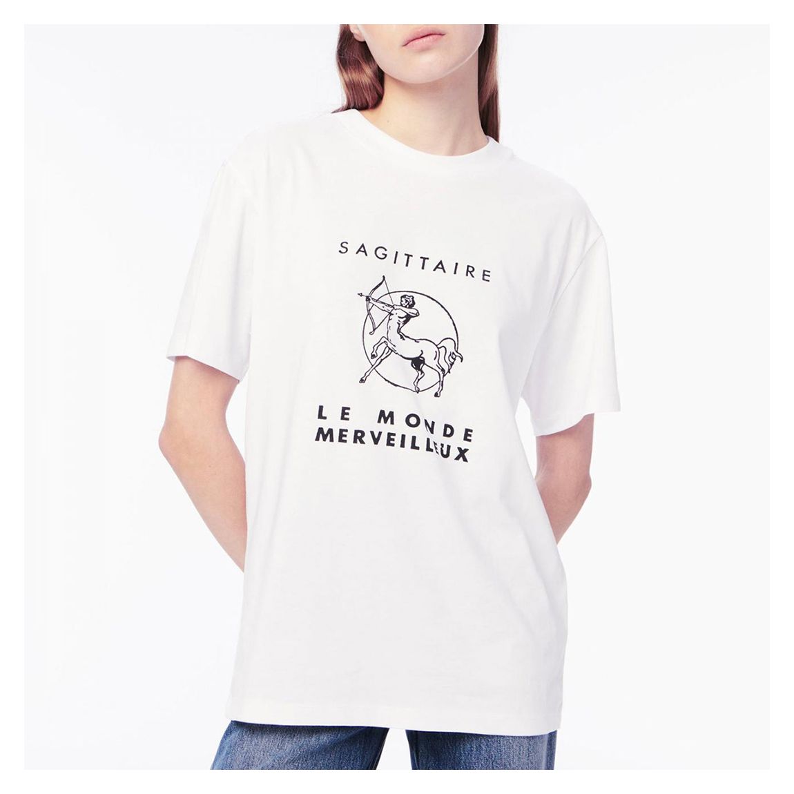 White Sagittarius Graphic Cotton T-Shirt main product photo