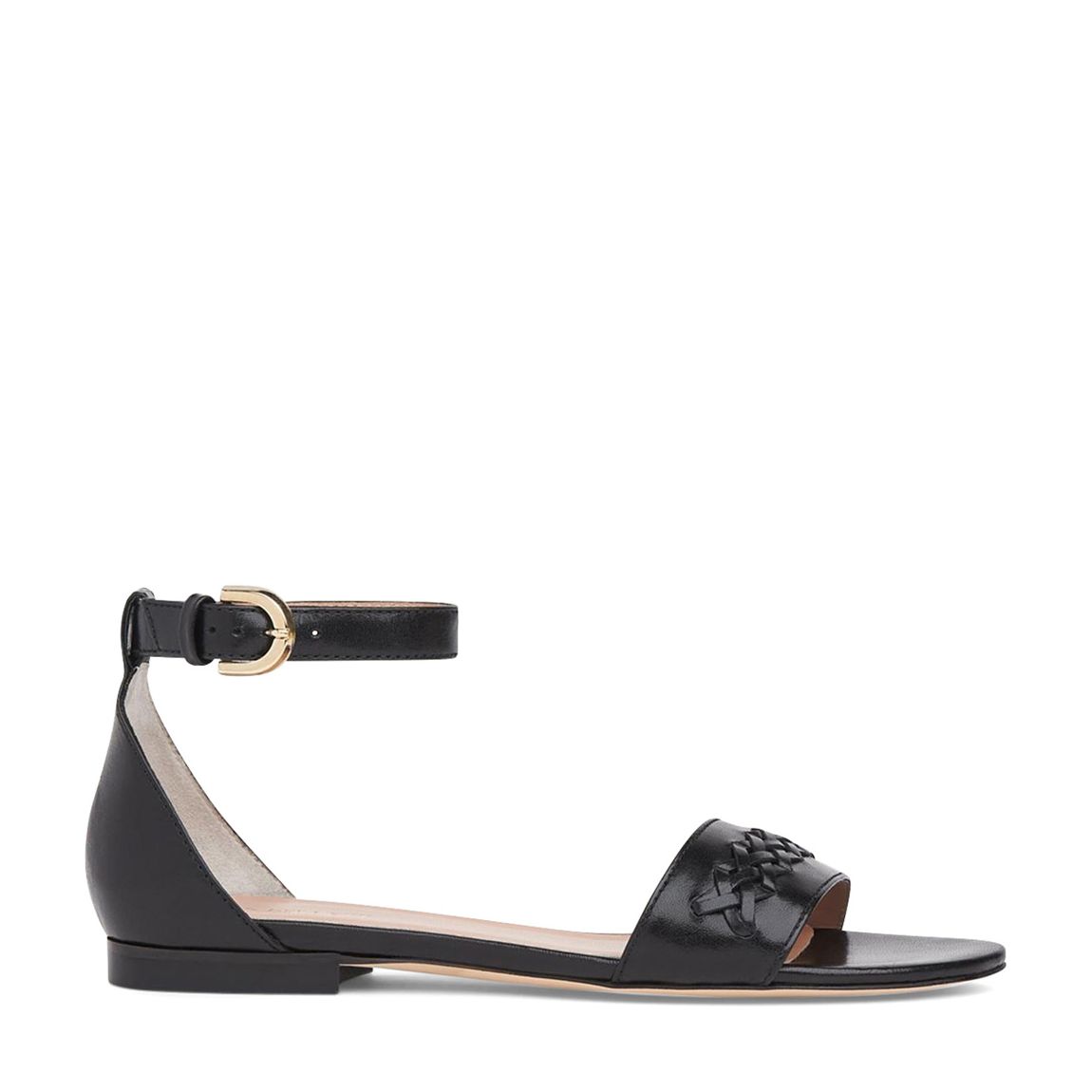 Black Leather Rebecca Weave Detail Sandals main product photo