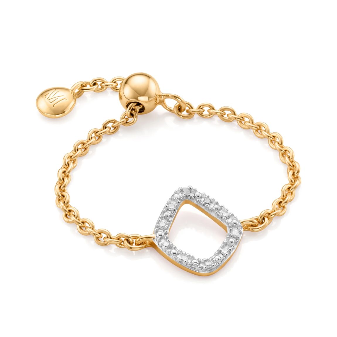 Gold Vermeil Riva Mini Kite Adjustable Friendship Diamond Ring - Diamond main product photo