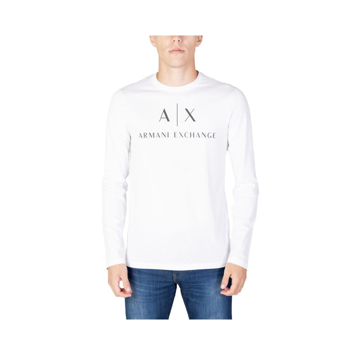 Long Sleeve Crew Neck TShirt AX Logo - White T-Shirts main product photo