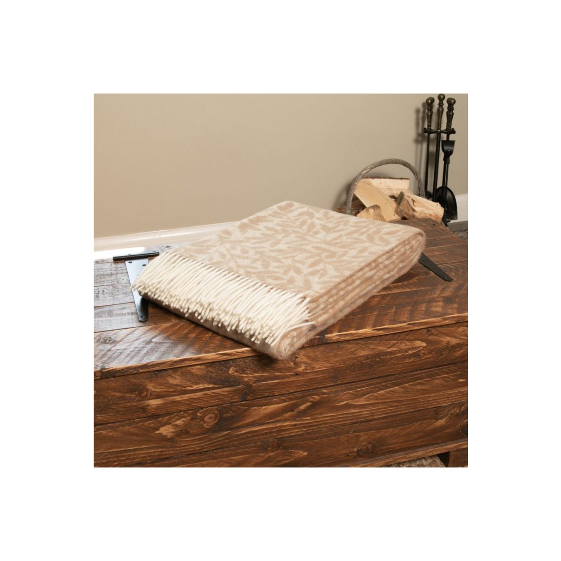 Leaf Pattern Beige Wool Blanket main product photo