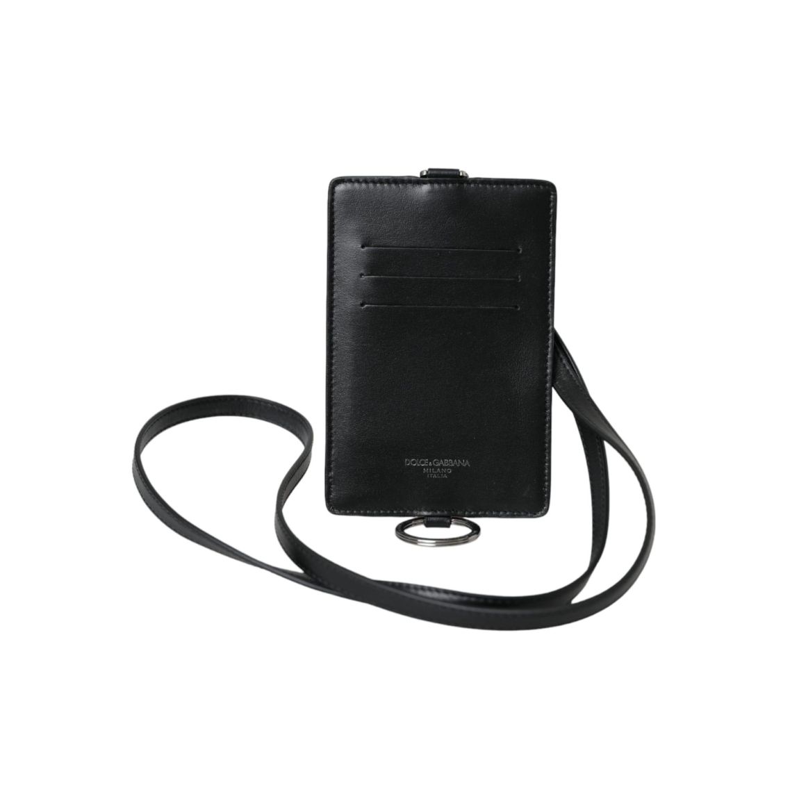 Leather Card Holder with Neck Strap BP2522 AW0507 - Black Wallets main product photo