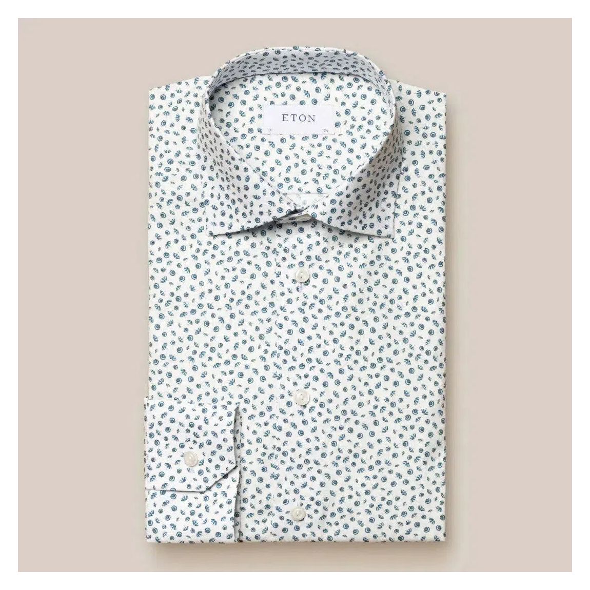 Eton Slim Fit Mini Umbrella Print Shirt in White and Light Blue main product photo