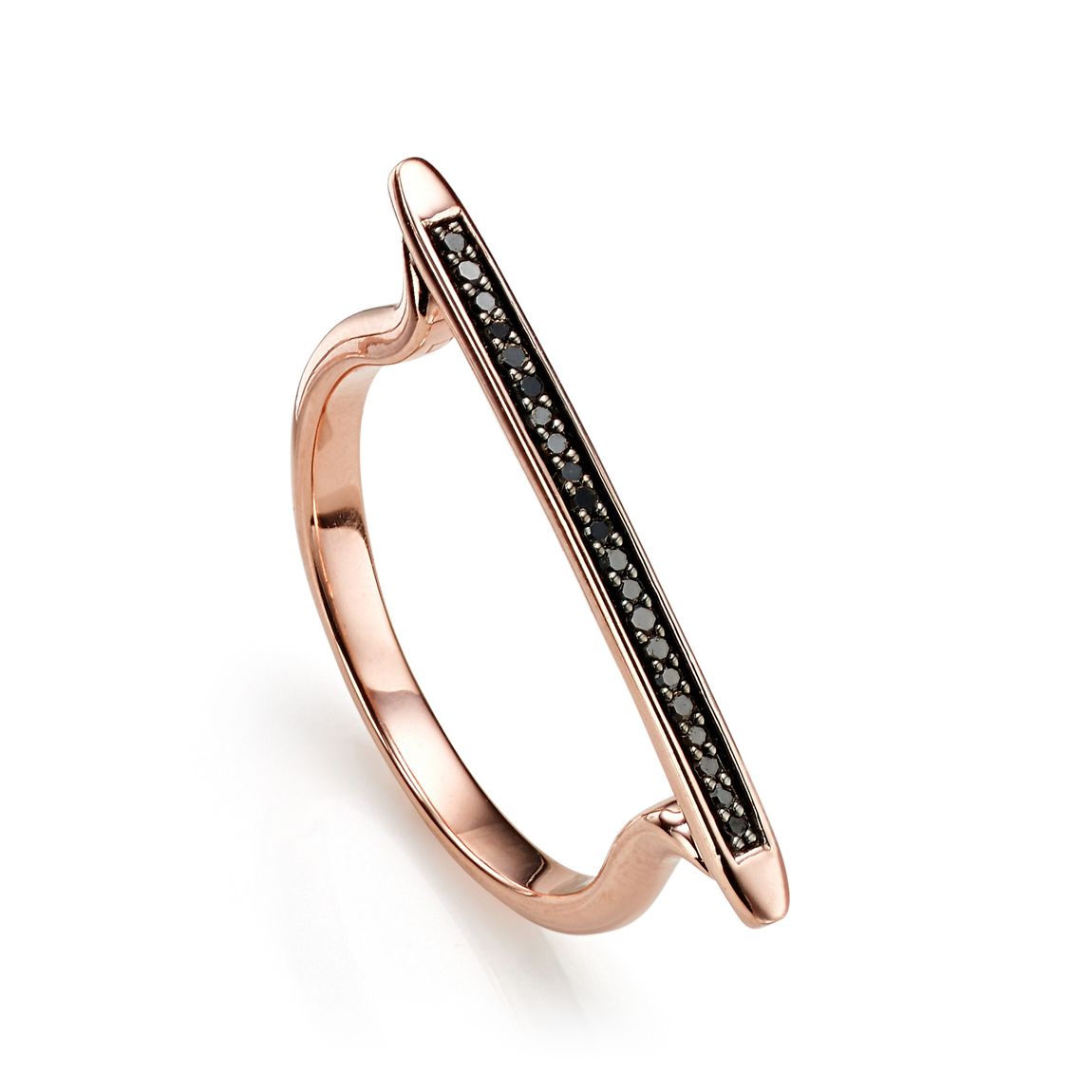 Rose Gold Vermeil Skinny Stacking Ring - Black Diamond main product photo