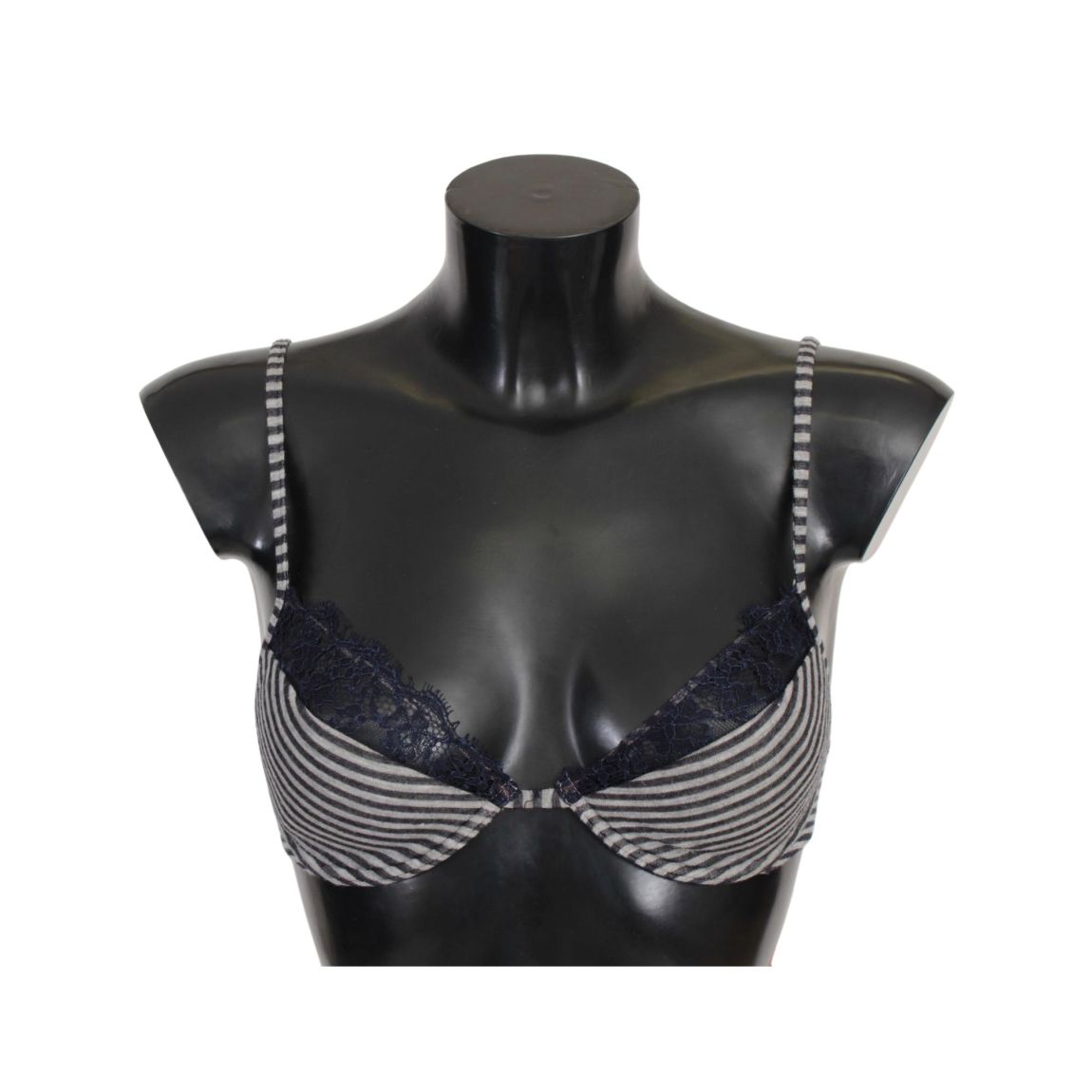Striped Lace Trim TShirt Bra Wo - Blue Underwear main product photo