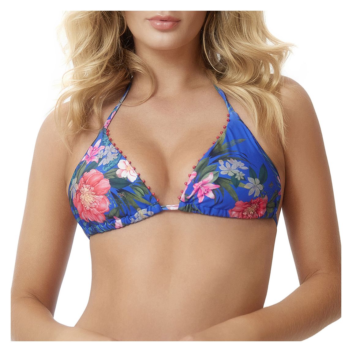 Blue Boca Embroidered Triangle Bikini Top main product photo
