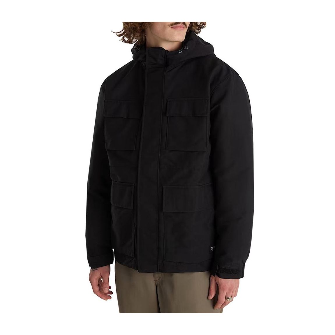 Nylon Bomber Jacket with Button Fastening - Black main product photo