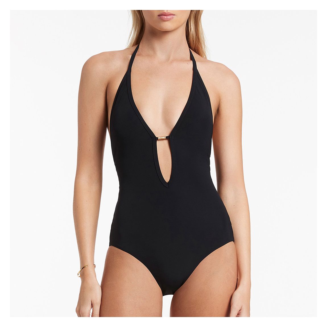 Black Plunge Swimsuit main product photo