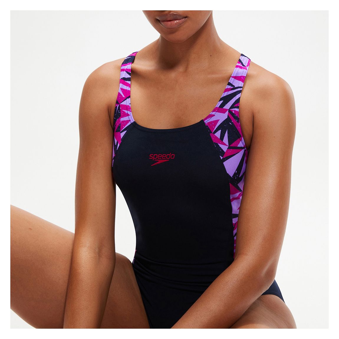 Navy Women's Hyper Boom Splice Muscleback Swimsuit main product photo
