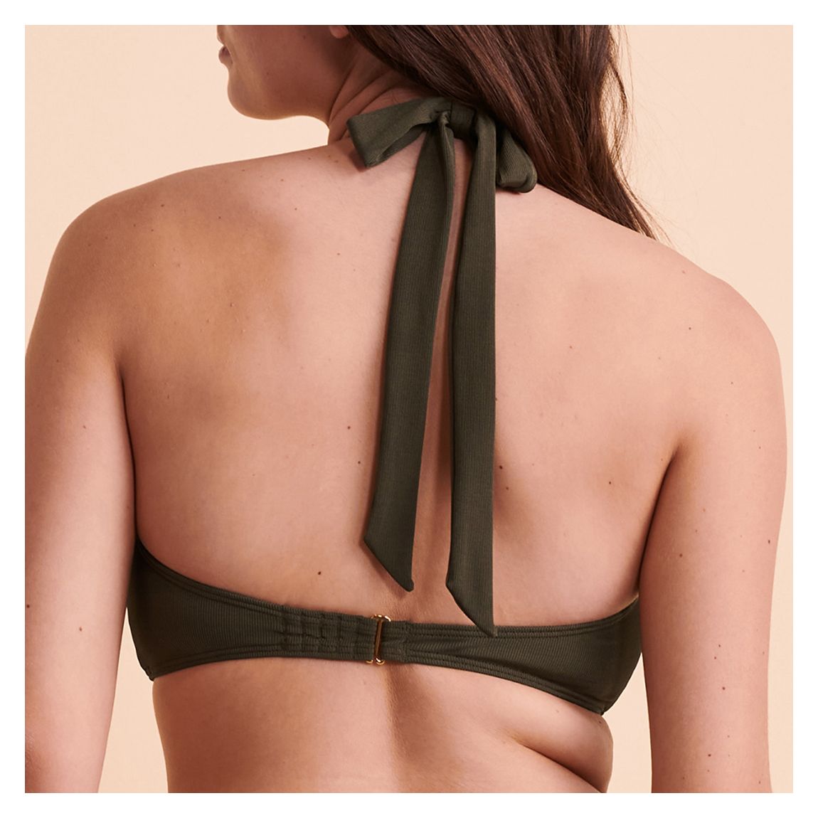 Dark Olive Halter Bandeau Bikini Top main product photo
