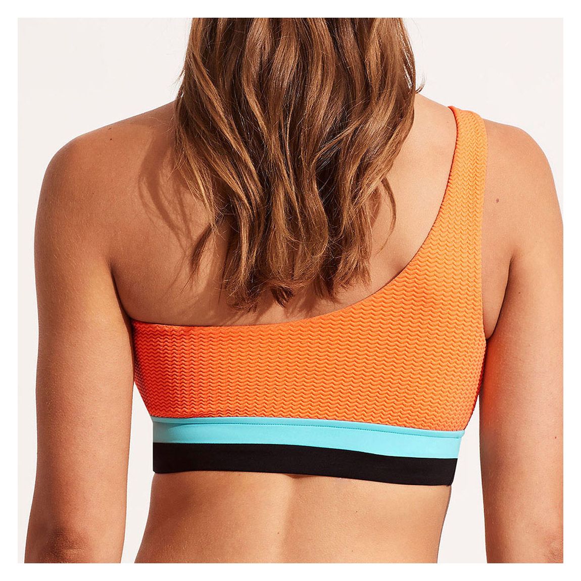 Orange Spliced One Shoulder Bikini Top main product photo