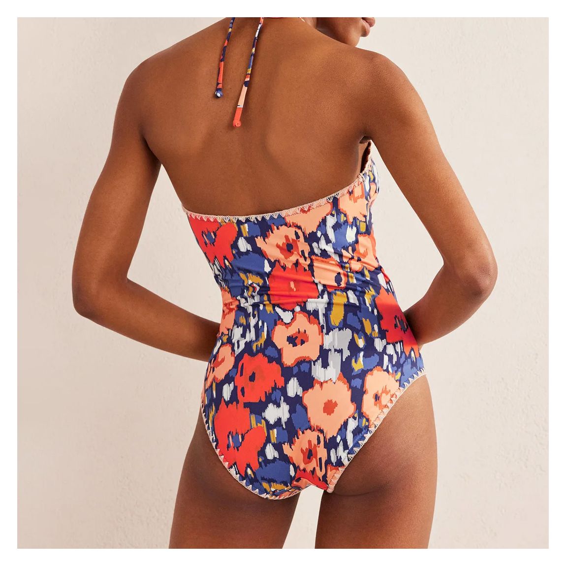 Navy/Orange Crochet Wrap Swimsuit main product photo