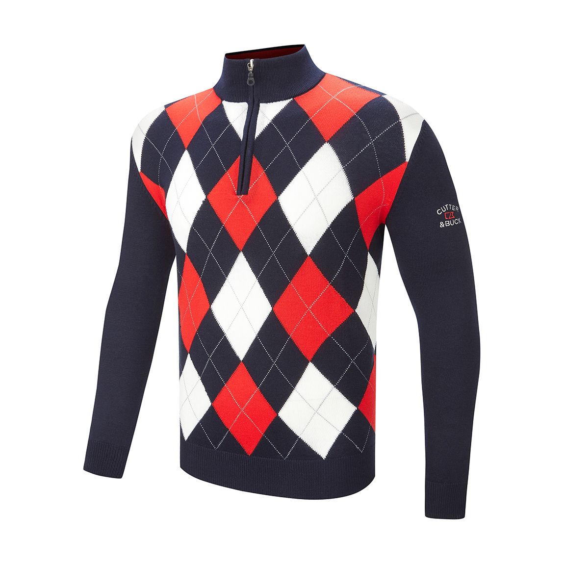 Red Argyle 1/4 Zip Midlayer main product photo