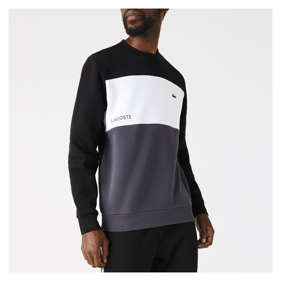 Black Colour Block Cotton Blend Sweatshirt main product photo