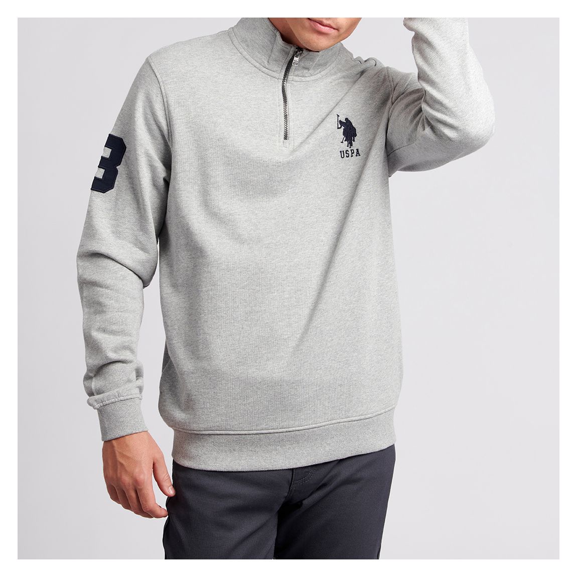 Grey Funnel Half Zip Cotton Sweatshirt main product photo